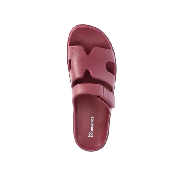 No Boundaries Wine Adjustable Slide Sandals - Picture 2 of 7